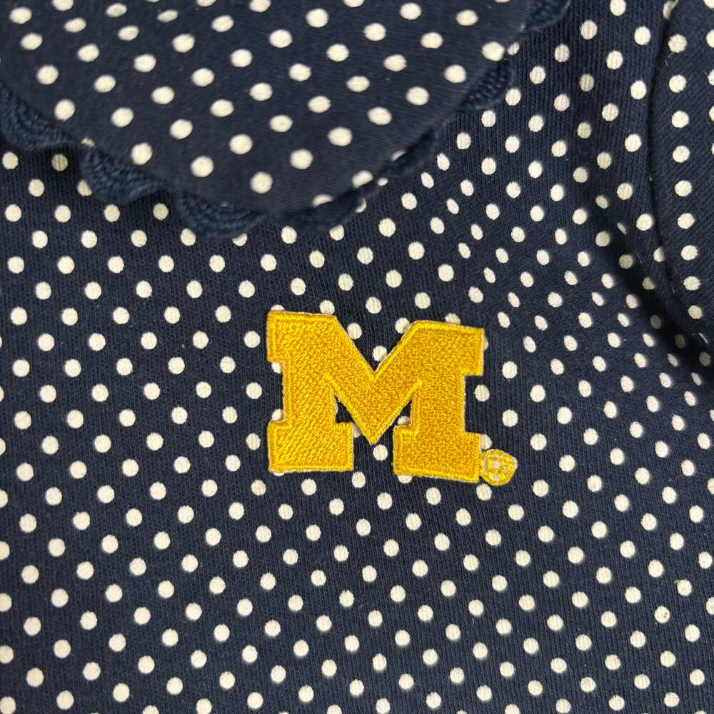 TWO FEET AHEAD Michigan Wolverines Toddler Girls Navy Polka Dot Dress 3T - Picture 8 of 9